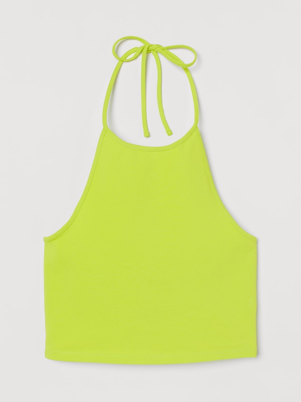 🏝️ Cotton Summer Neon Lime Halter Crop Top